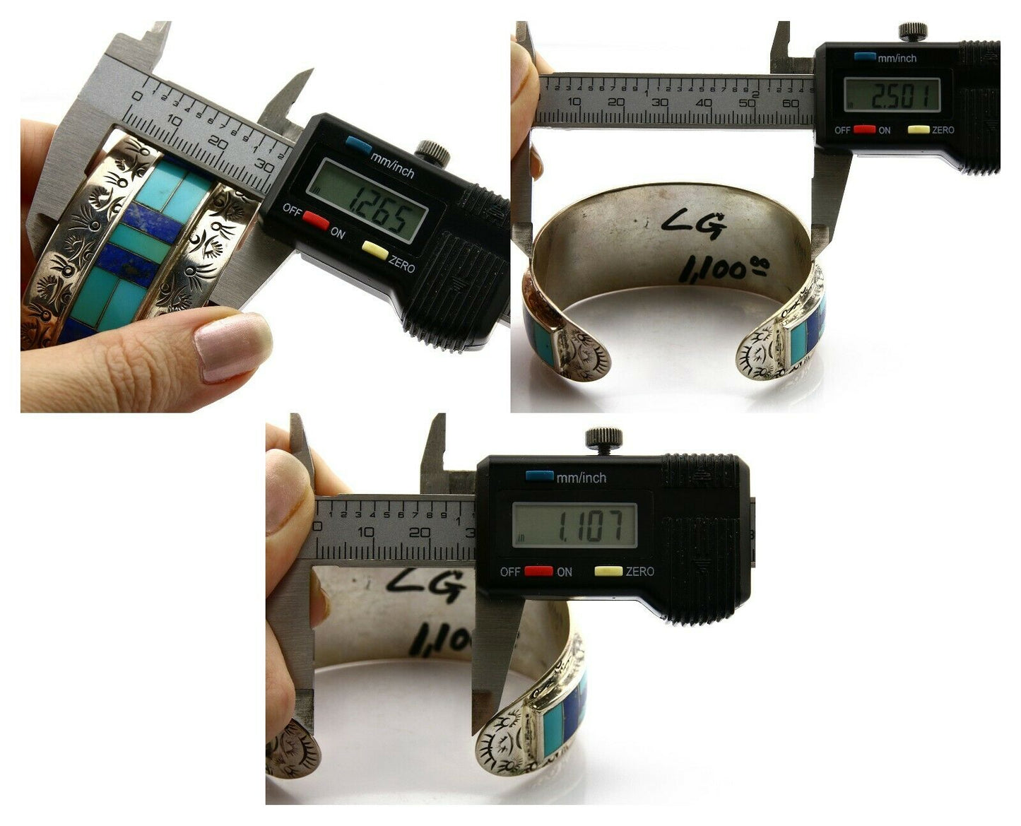 Navajo Bracelet .925 Silver Lapis Turquoise Native Artist C.80's