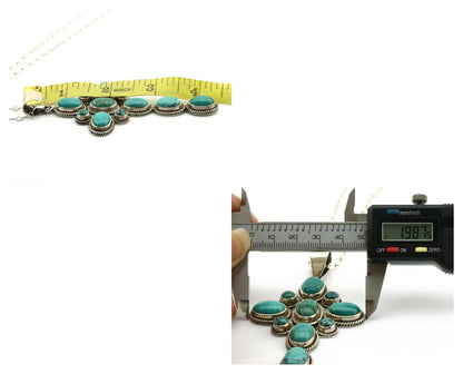 Navajo Cross Necklace .925 Silver Blue Green Turquoise Signed RB C.80's