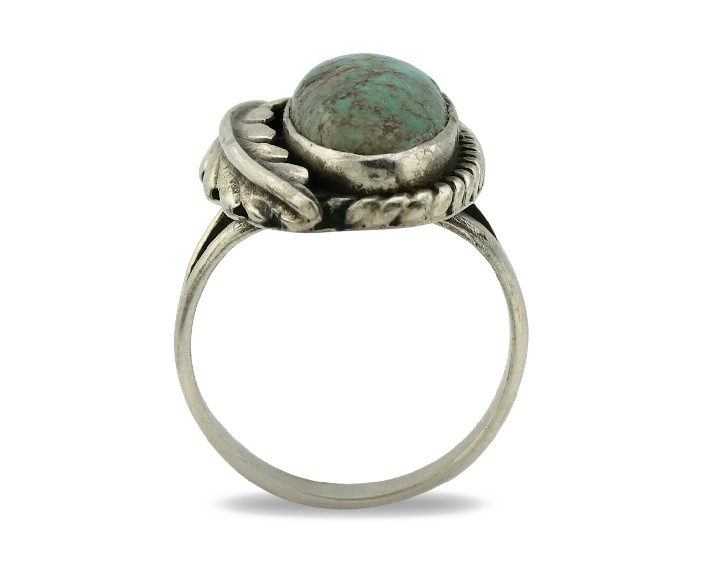 Navajo Ring .925 Silver Turquoise Mountain Signed Artist Apache C.80's