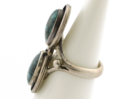 Navajo Ring .925 Silver Spiderweb Turquoise Native American Artist C.1980's