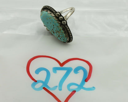 Navajo Ring .925 Silver Kingman Turquoise Native American Artist C.80's