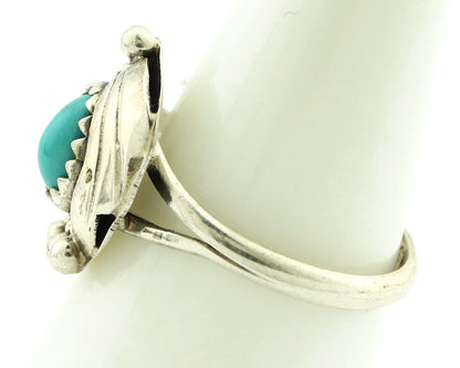 Navajo Ring .925 Silver Natural Blue Turquoise Artist Signed SN C.80's