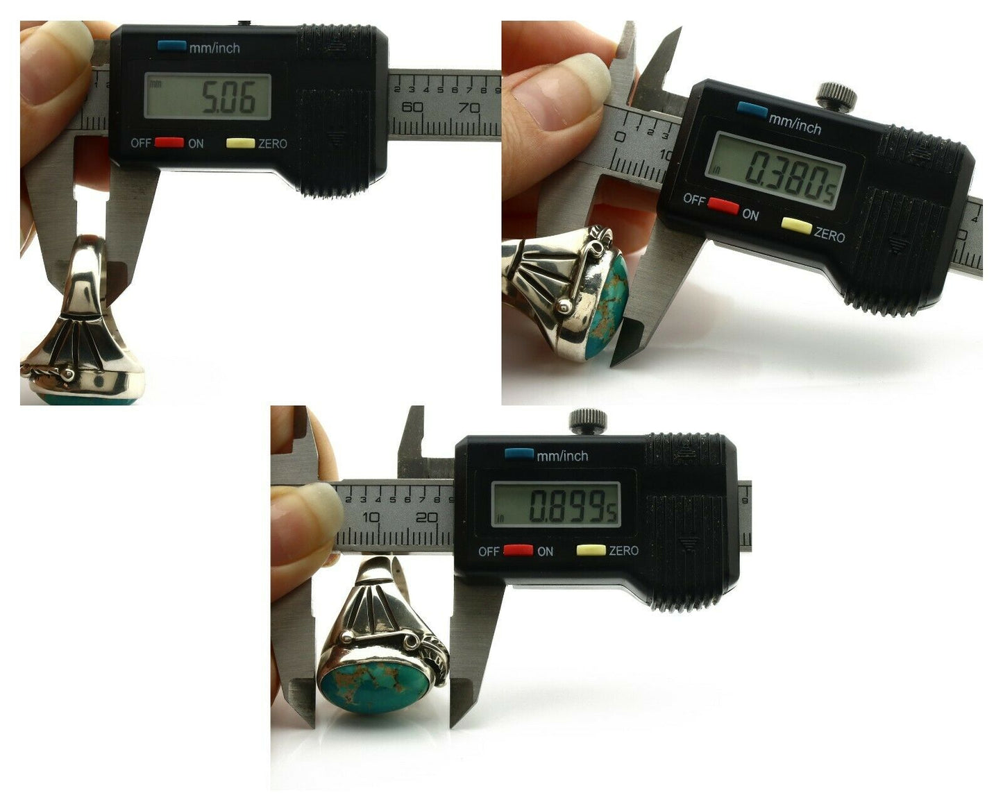 Navajo Ring .925 Silver Blue Southwest Turquoise Native Artist C.80's