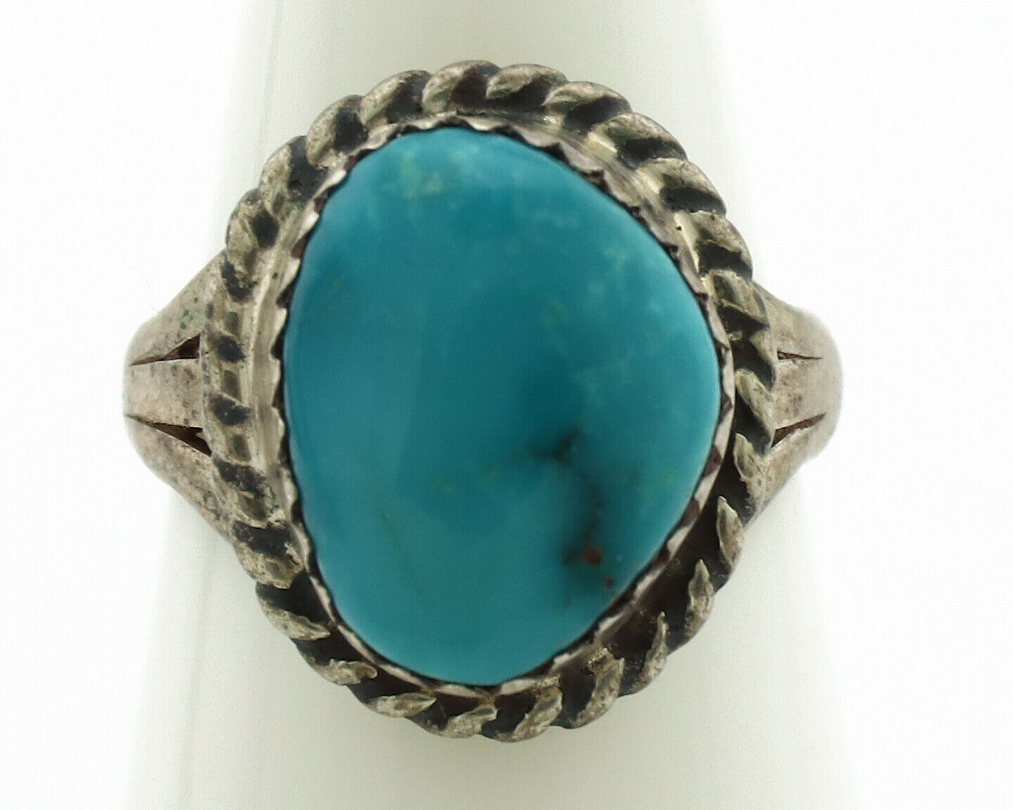 Navajo Ring .925 Silver Natural Blue Turquoise Native American Artist C.1980's
