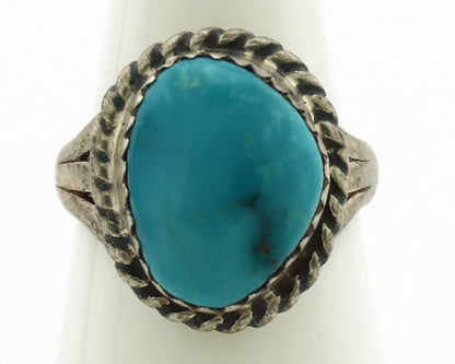 Navajo Ring .925 Silver Natural Blue Turquoise Native American Artist C.1980's