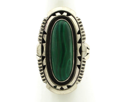 Navajo Ring 925 Silver Natural Malachite Artist Signed William Denetdale C.80's