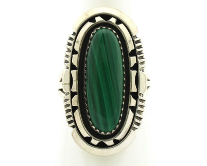Navajo Ring 925 Silver Natural Malachite Artist Signed William Denetdale C.80's