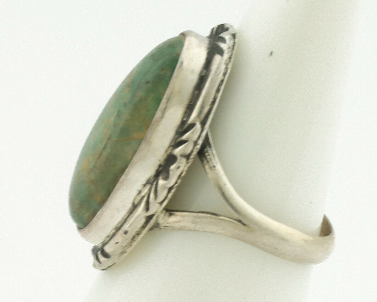 Navajo Ring .925 Silver Natural Turquoise Artist Signed Native American C.80's
