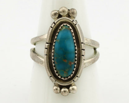 Navajo Ring .925 Silver Nevada Turquoise Native American Artist C.1980's
