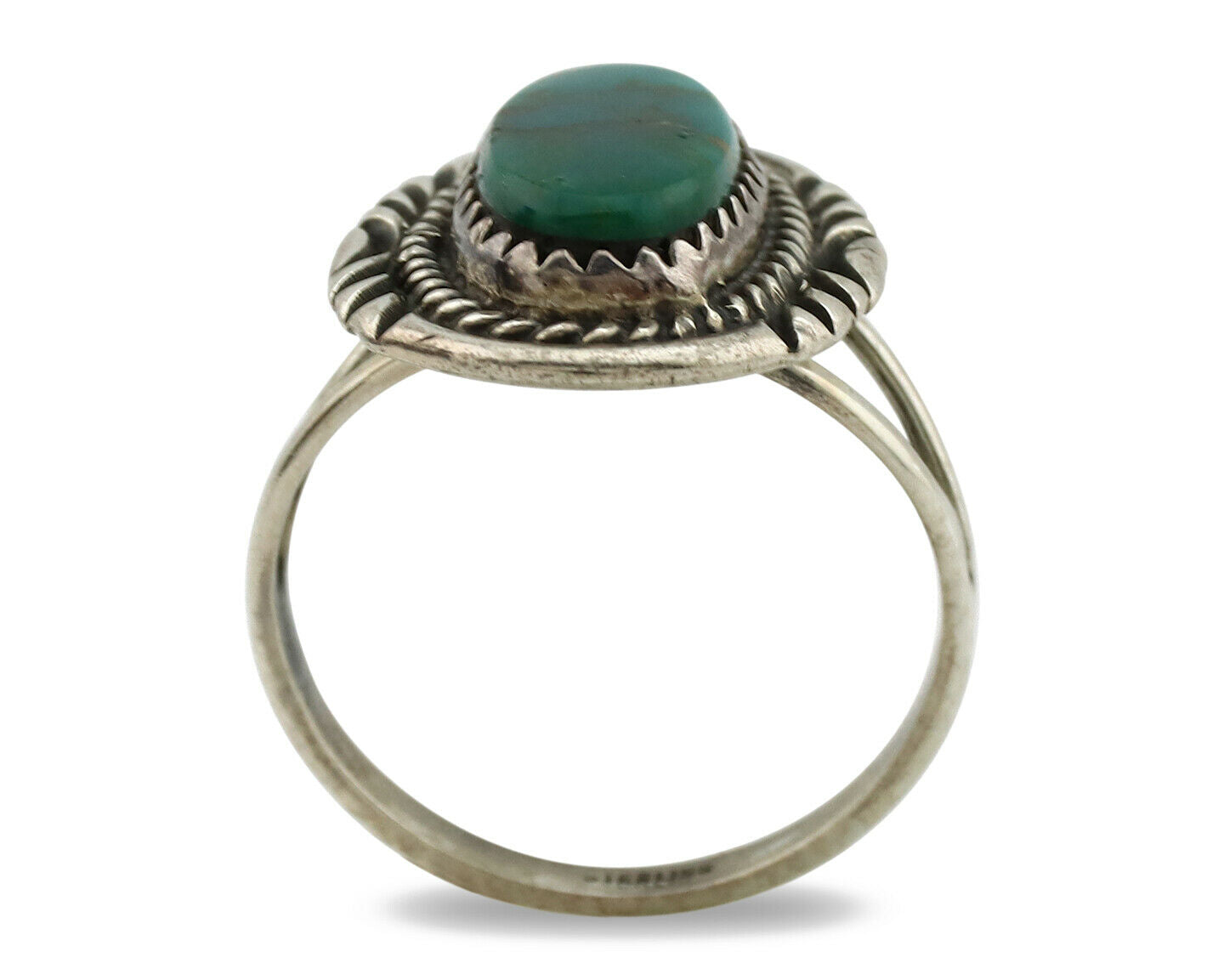 Navajo Ring .925 Silver Kingman Turquoise Native American Artist C.1980's