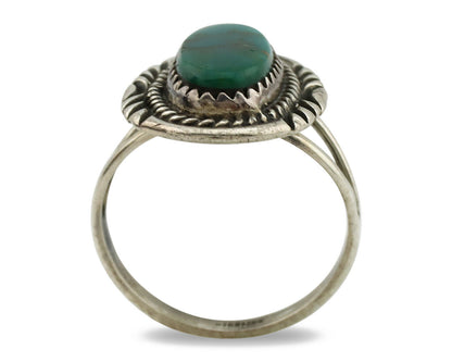 Navajo Ring .925 Silver Kingman Turquoise Native American Artist C.1980's