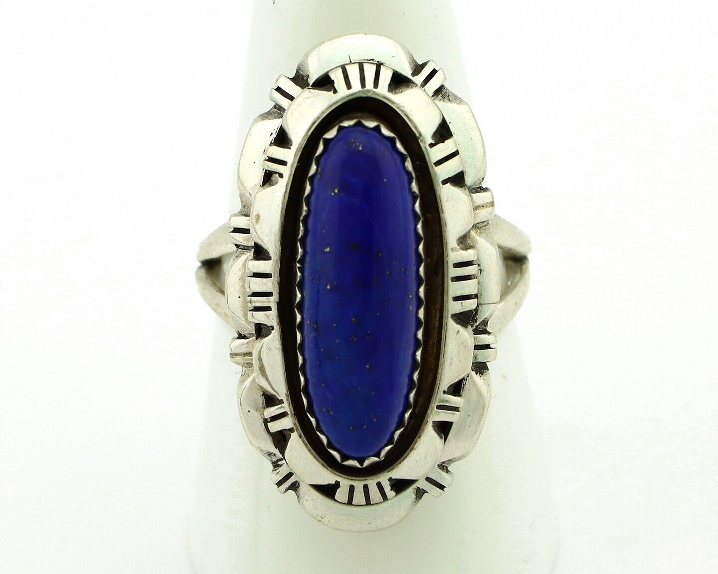 Navajo Handmade Ring 925 Silver Natural Lapis Lazuli Artist Signed RMJ C.80's