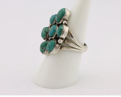 Navajo Ring .925 Silver Natural Blue Turquoise Artist Signed LP C.80's