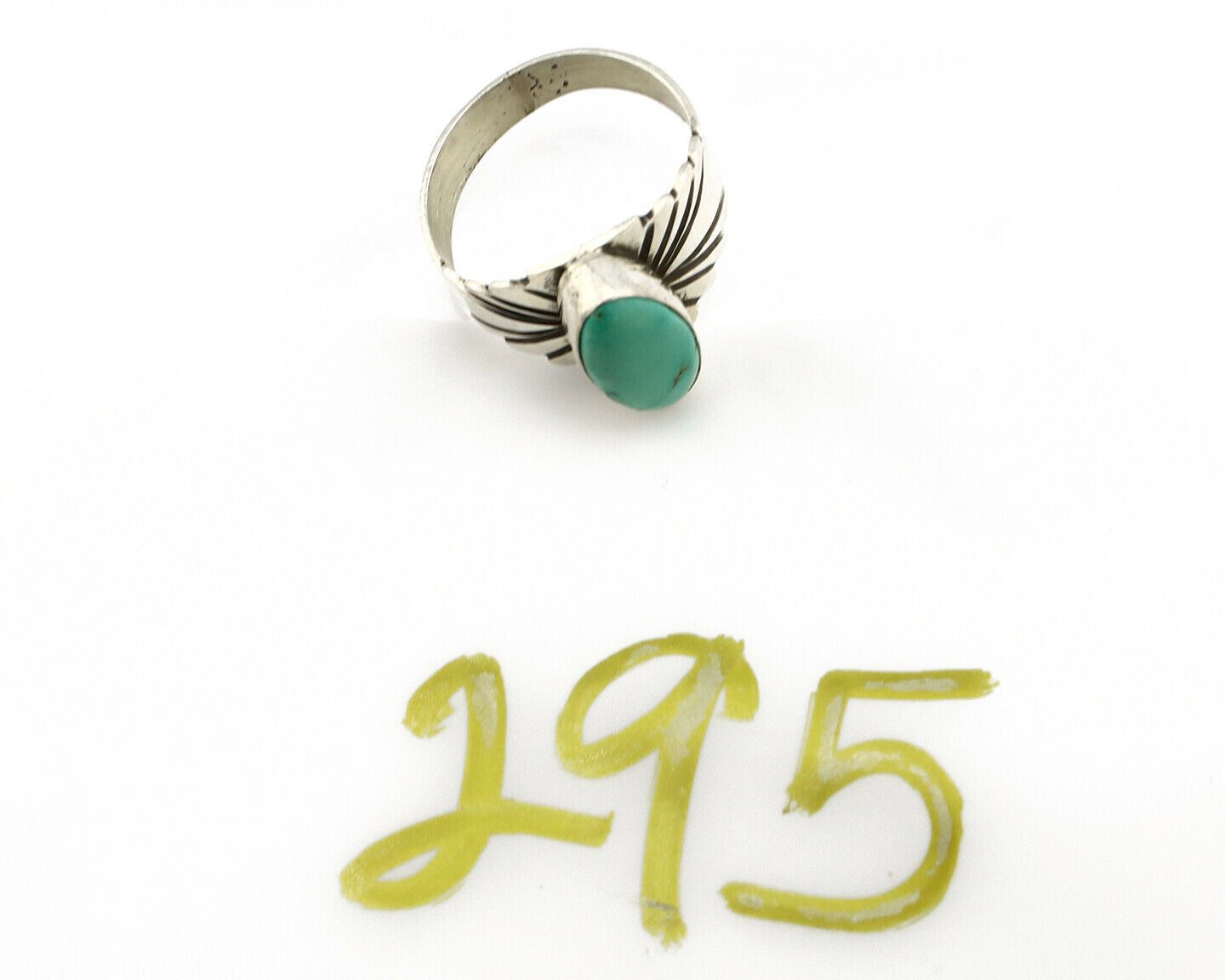 Navajo Ring .925 Silver Kingman Turquoise Artist Signed Apache C.80's