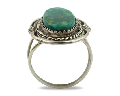 Navajo Ring .925 Silver Kingman Turquoise Native American Artist C.1980's