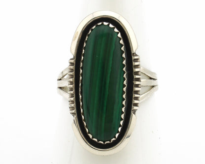 Navajo Ring 925 Silver Natural Malachite Artist Signed William Denetdale C.80's