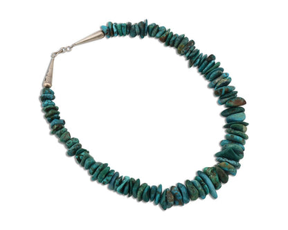 Navajo Necklace 925 Silver Natural Large Blue Turquoise Native Artist C80s