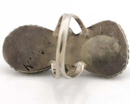 Navajo Ring .925 Silver Globe Turquoise Native American Artist C.1980's