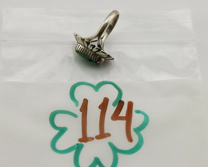 Navajo Ring .925 Silver Green Turquoise Artist Signed M Montoya C.80's