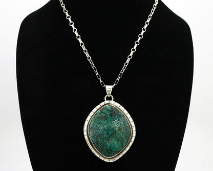 Navajo Necklace .925 Silver Spiderweb Turquoise Artist Native American C.80's