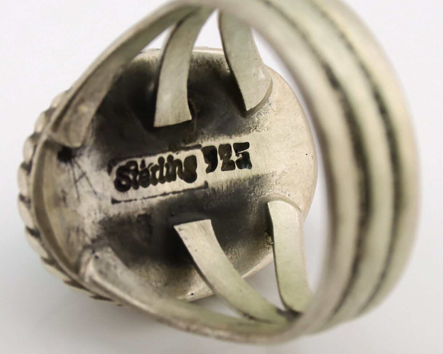 Navajo Ring .925 Silver Natural Kingman Turquoise Native American Artist C.1980s