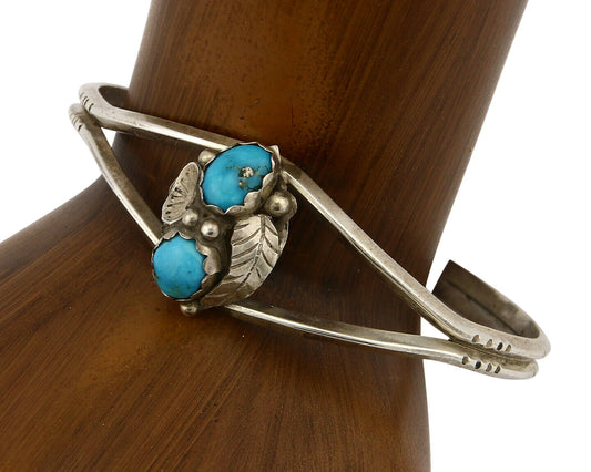 Navajo Bracelet 925 Silver Sleeping Beauty Turquoise Native Cuff C.80's