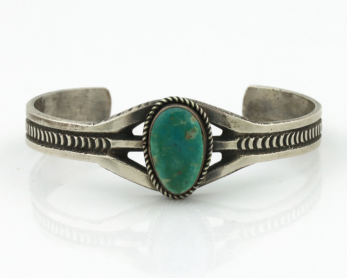 Women's Navajo .925 Silver Arizona Turquoise Artist Signed AL C.80's