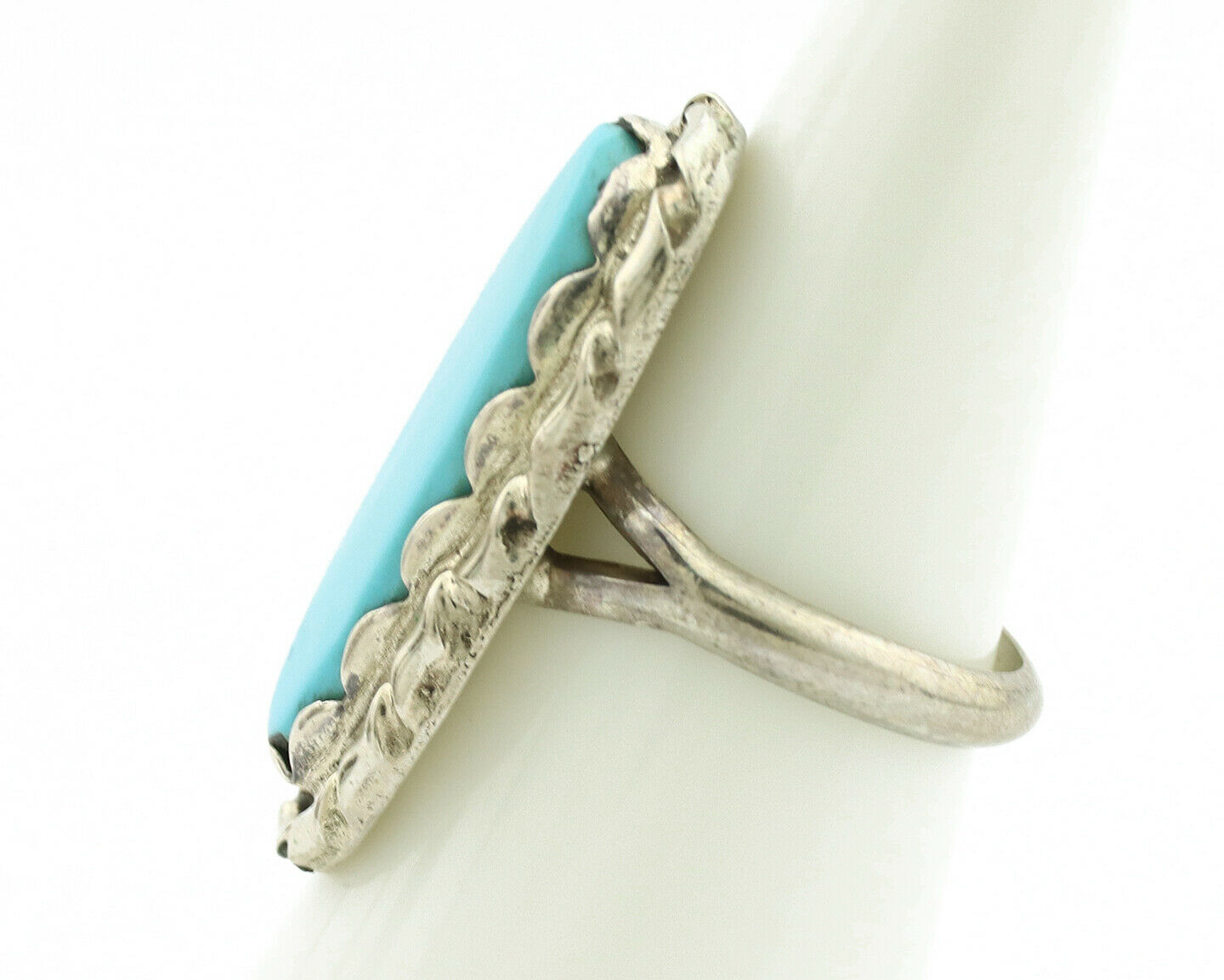Navajo Ring .925 Silver Blue Turquoise Native American Artist C.1980's