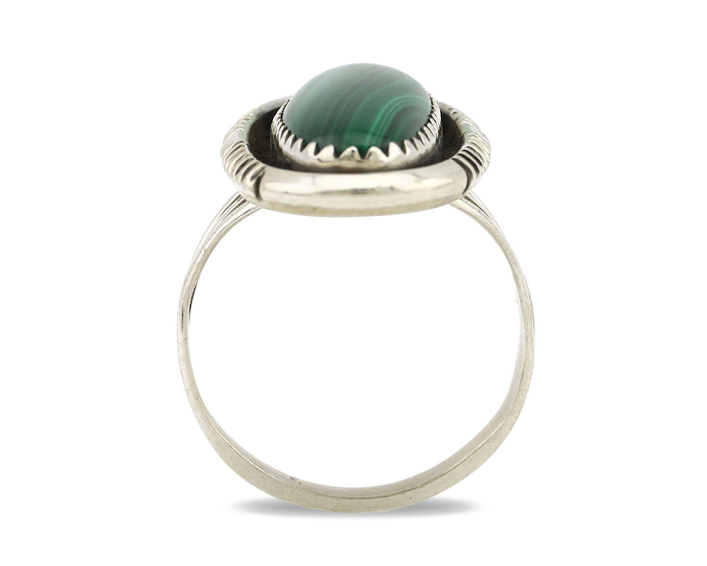 Navajo Ring 925 Silver Natural Malachite Artist Signed William Denetdale C.80's
