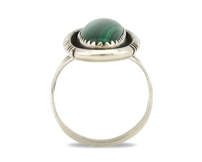 Navajo Ring 925 Silver Natural Malachite Artist Signed William Denetdale C.80's