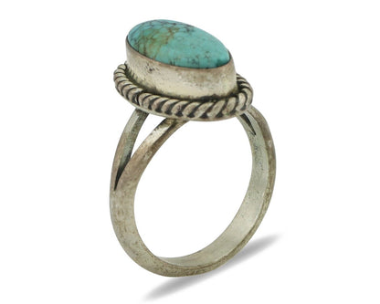 Navajo Ring 925 Silver Spiderweb Turquoise Native American Artist C.80's