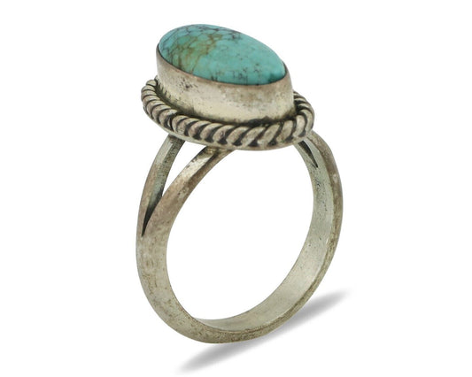 Navajo Ring 925 Silver Spiderweb Turquoise Native American Artist C.80's