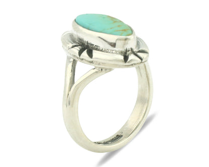 Navajo Ring .925 Silver Natural Mined Turquoise Artist Signed Gecko C.80's