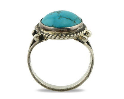 Navajo Ring .925 Silver Blue Turquoise Native American Artist C.1980's