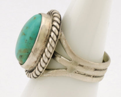 Navajo Ring .925 Silver Natural Kingman Turquoise Native American Artist C.1980s