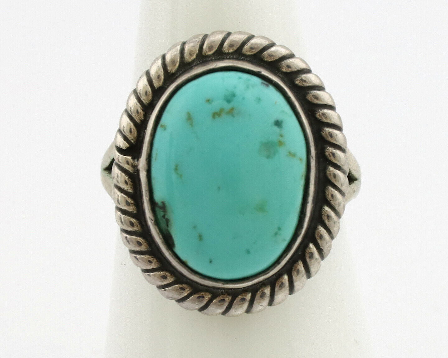 Navajo Ring .925 Silver Kingman Turquoise Native American Artist C.1980's