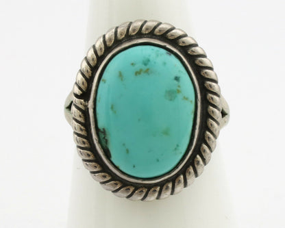 Navajo Ring .925 Silver Kingman Turquoise Native American Artist C.1980's