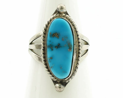 Navajo Ring .925 Silver Morenci Turquoise Artist Signed S King C.1980's