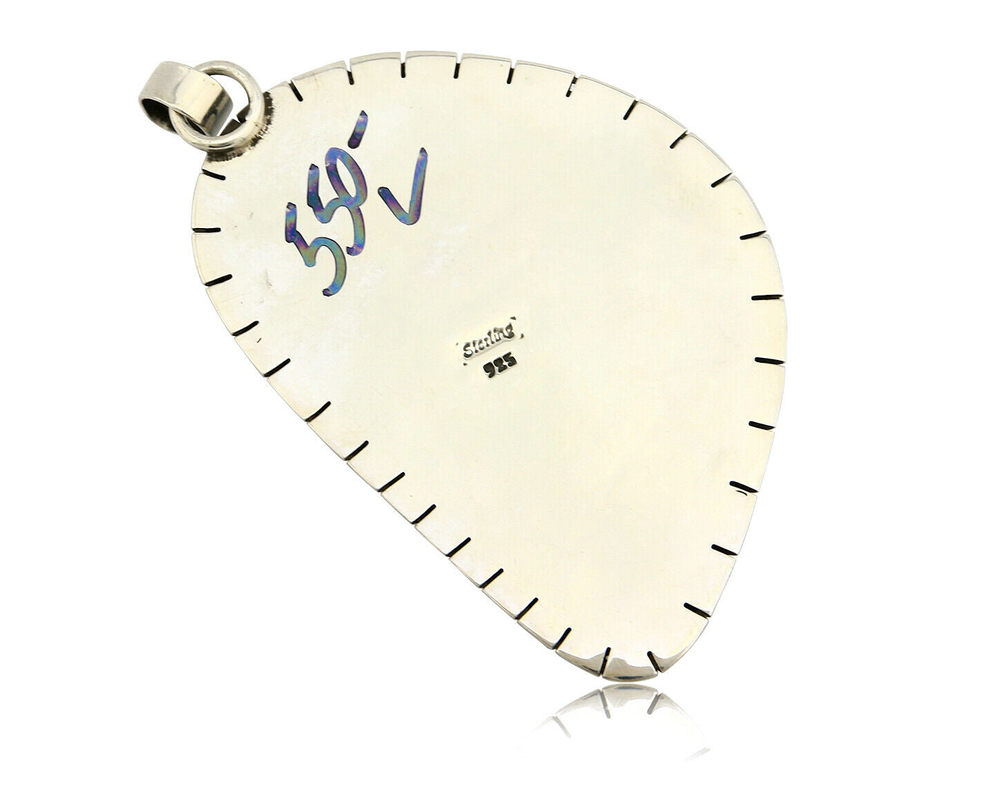 Navajo Pendant .925 Silver Natural Slab Turquoise Native Artist C.80's