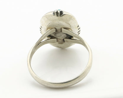 Navajo Ring .925 Silver Blue Gem Turquoise Handmade Native American Artist C80s