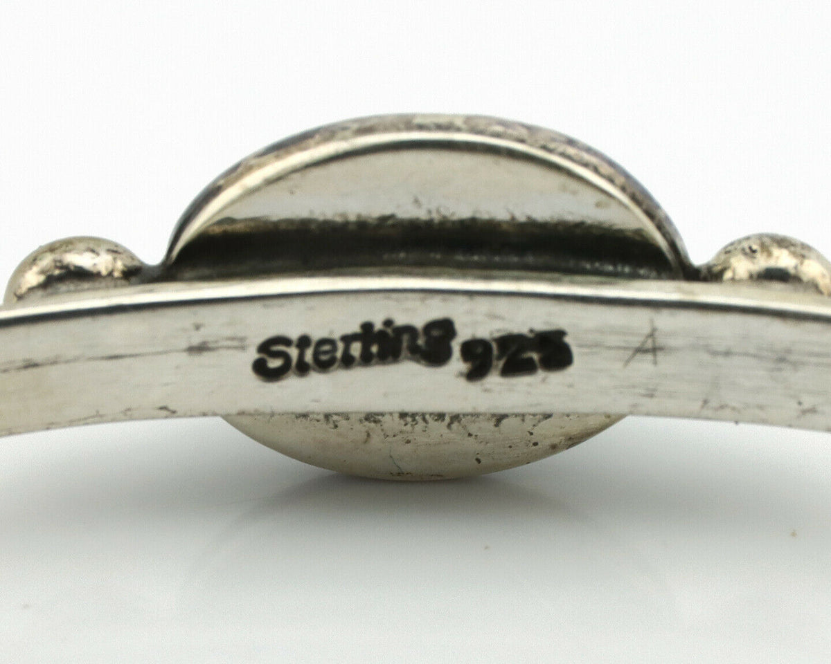 Navajo Bracelet .925 Silver Spiderweb Turquoise Native American Artist C.90's