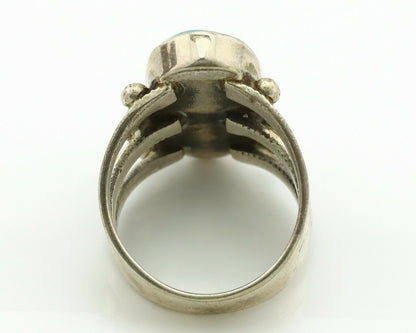 Navajo Ring .925 Silver Blue Turquoise Artist Signed LY C.1980's