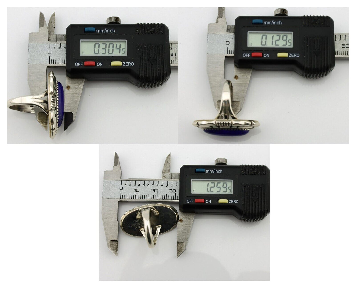 Navajo Ring 925 Silver Natural Lapis Lazuli Artist Signed William Denetdale C80s