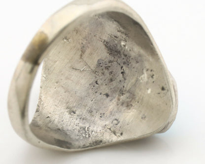 Zuni Ring .925 Silver Natural Turquoise & Coral Native American Artist C.1980's