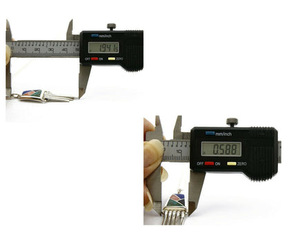 Women's Navajo Pendant .925 Silver Inlaid Gemstone Signed Teme