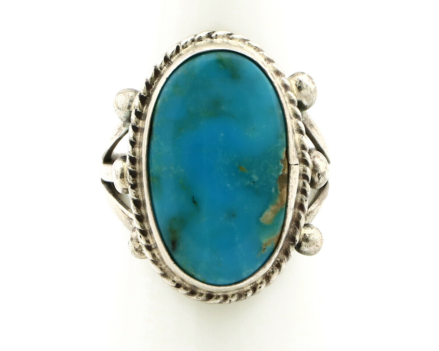 Navajo Ring .925 Silver Blue Southwest Turquoise Native American Artist C80s
