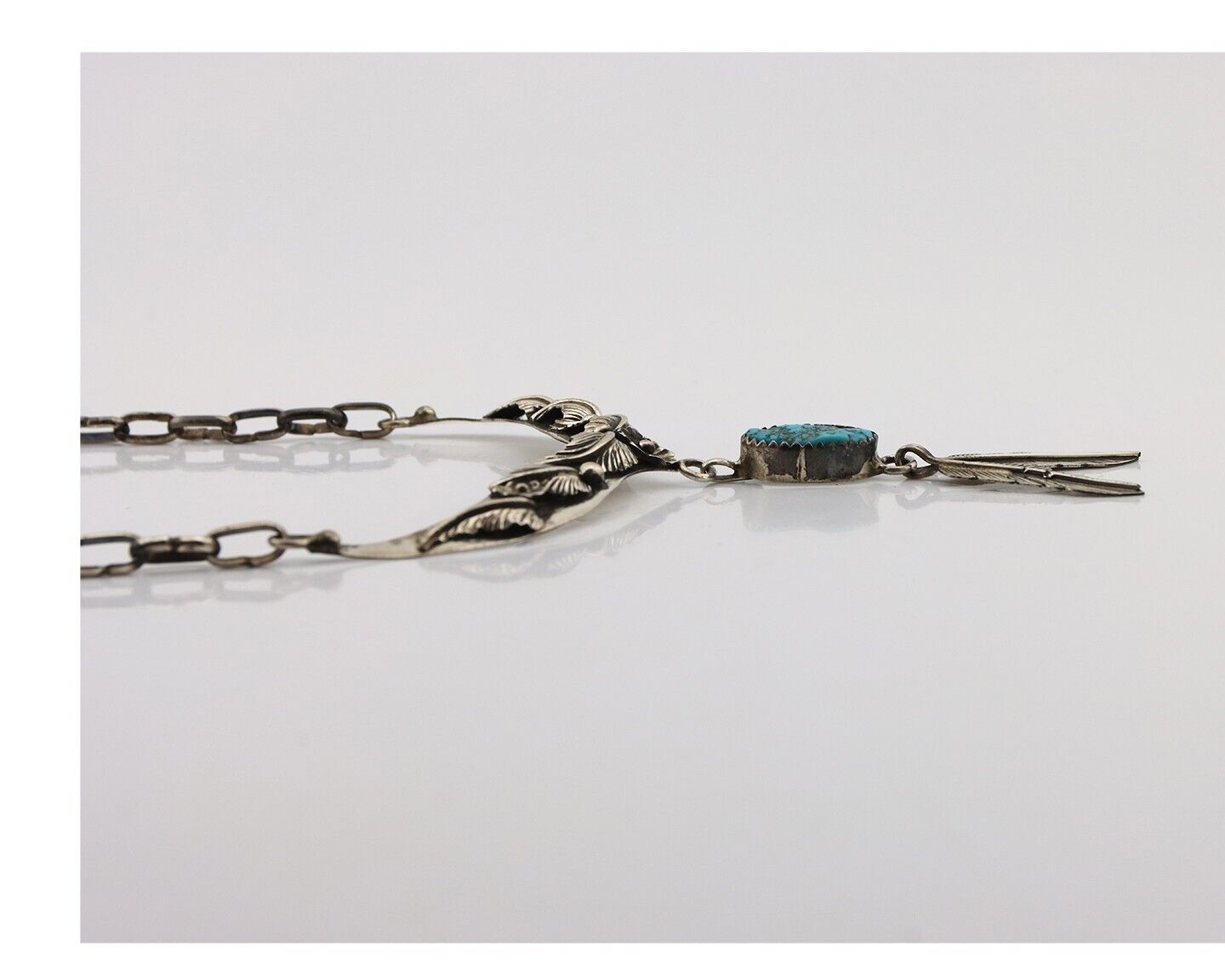 Navajo Necklace 925 Silver Sleeping Beauty Turquoise Native American C.80's