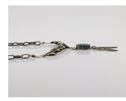 Navajo Necklace 925 Silver Sleeping Beauty Turquoise Native American C.80's