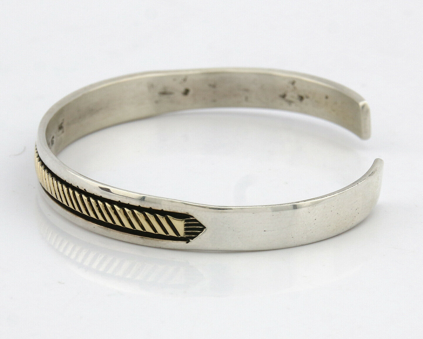 Navajo Bracelet SOLID .925 Silver & 12K Gold Filled Signed E Cuff C.80's