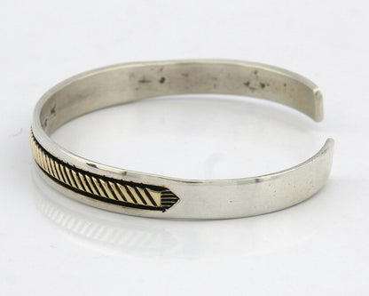 Navajo Bracelet SOLID .925 Silver & 12K Gold Filled Signed E Cuff C.80's